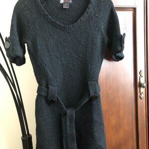Black Knit Sweater Dress with Belt Size Small